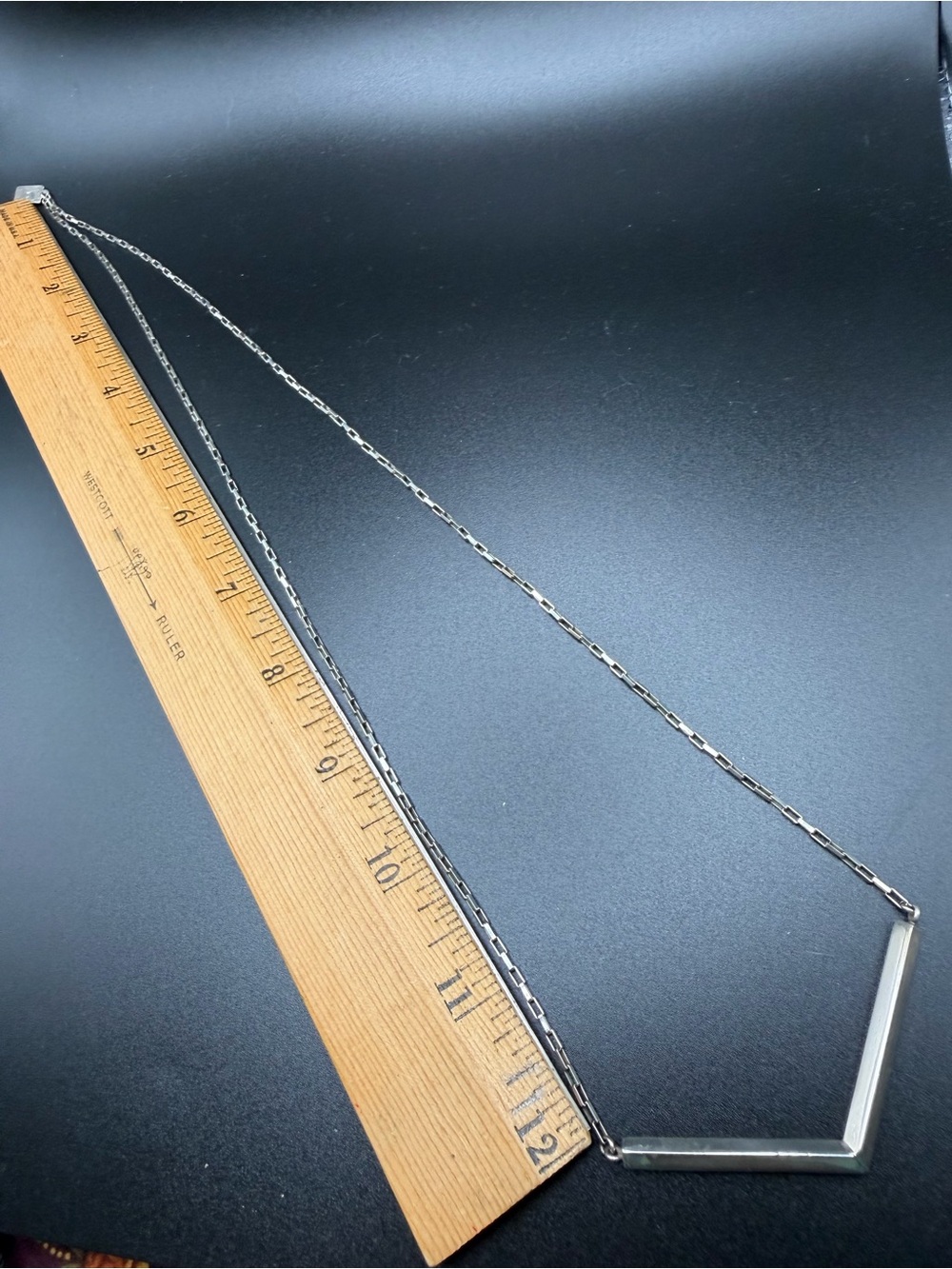 25” Sterling Silver V-Bar Rectangle Chain Necklace  - 10.2g